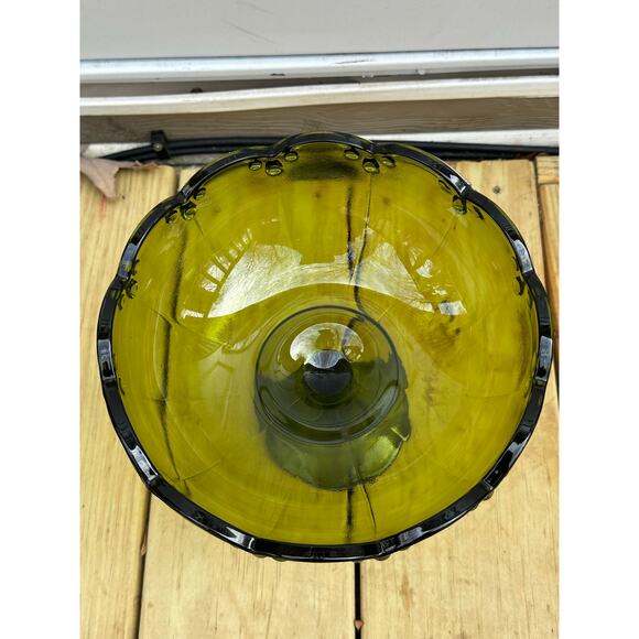 Vtg Indiana Glass Teardrop Green Compote Fruit Pedestal Bowl Centerpiece - Picture 4 of 4